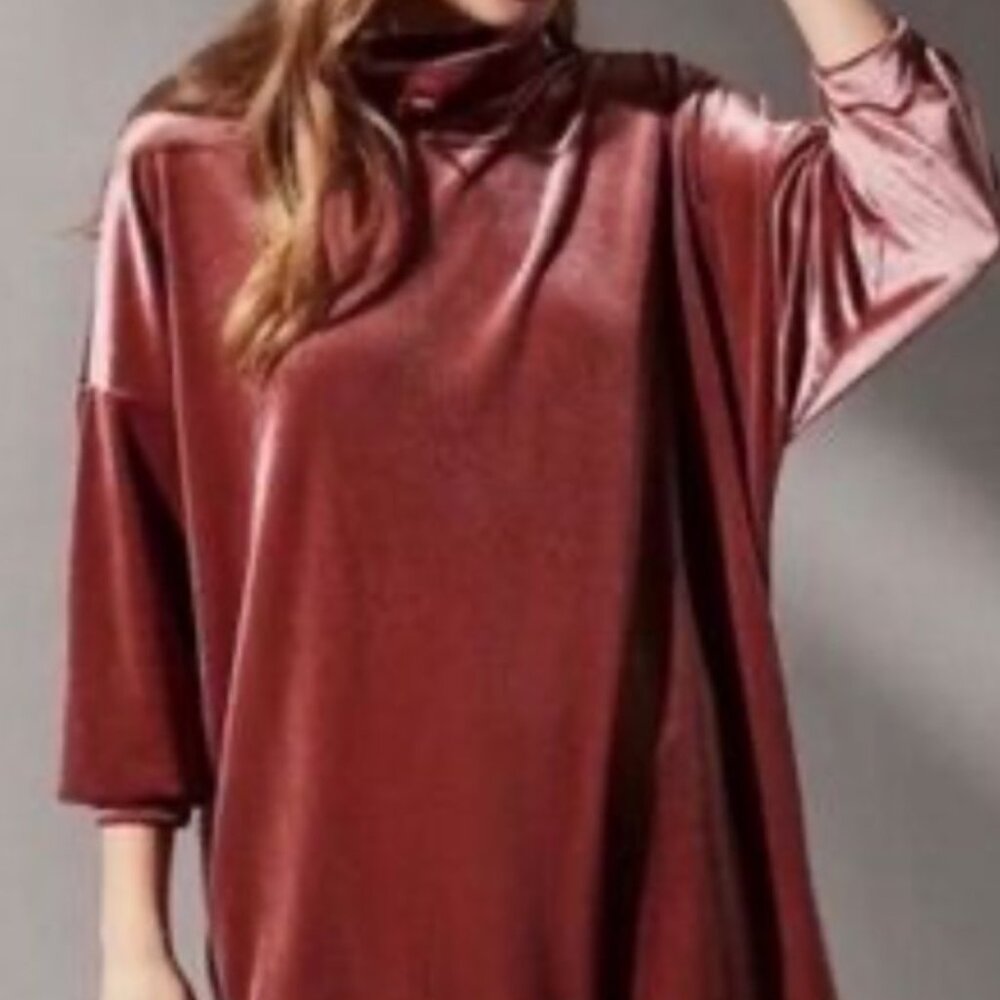 Urban Outfitters Womens Oversized Cowl Neck Velvet Dress Burgundy Size L